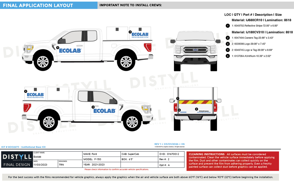 Ecolab, Pest/Institutional, Legacy Kit, Ford, F150, SuperCab, 6ft5in Bed, Topper Boxes, 2