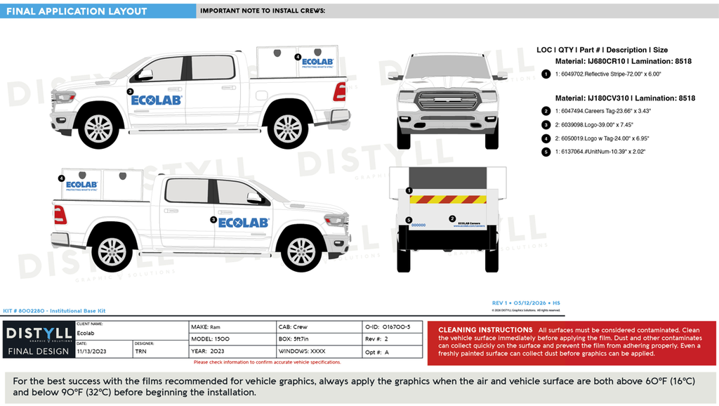 Ecolab, Pest/Institutional, Legacy Kit, Ram, 1500, CrewCab, 5ft7in Bed, 2023