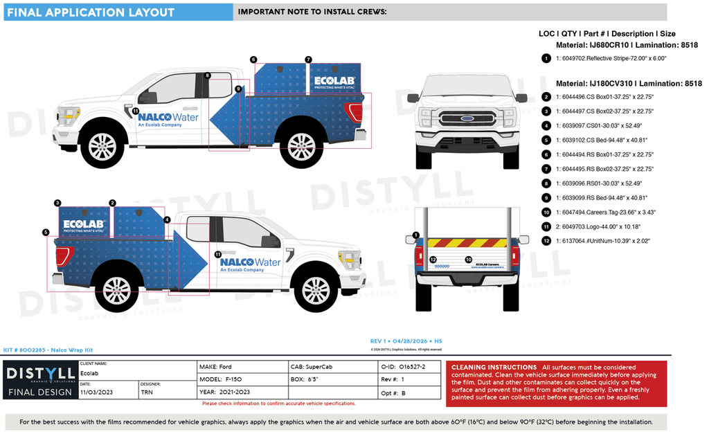 Ecolab, Nalco, Ford, F150, SuperCab, 6ft5in Bed, Topper, 2023