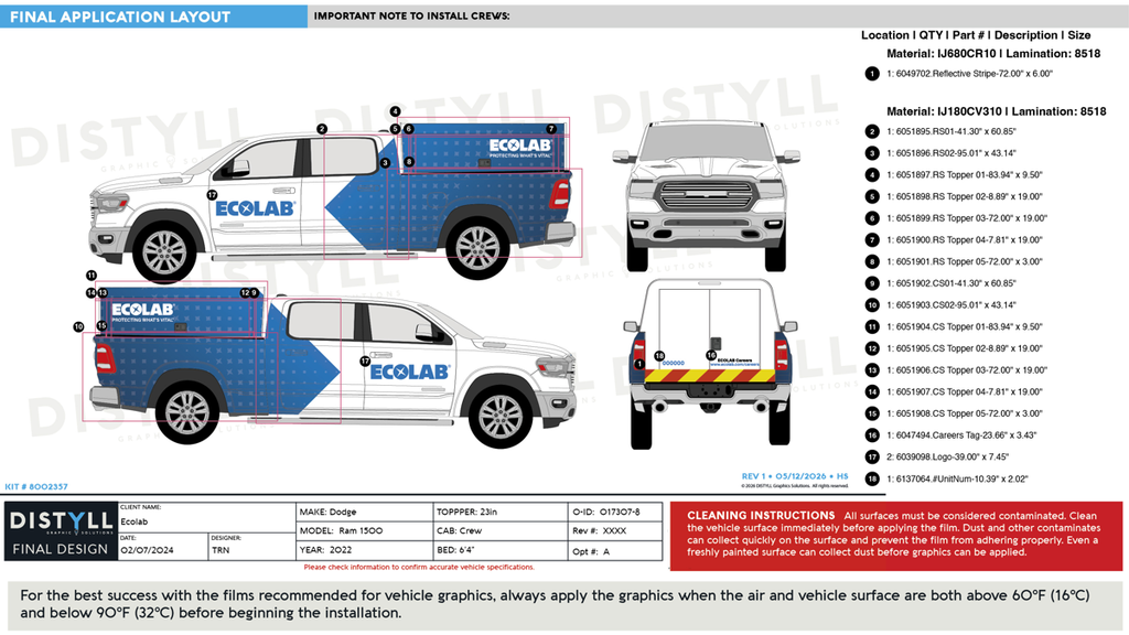 Ecolab, Pest/Institutional, Ram, 1500, CrewCab, 6ft5in Bed, 23in Topper, 2024