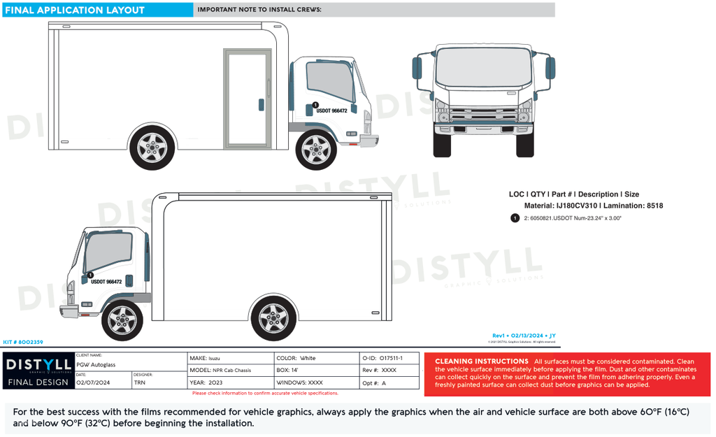 PGW Autoglass, Isuzu NPR, USDOT 3in