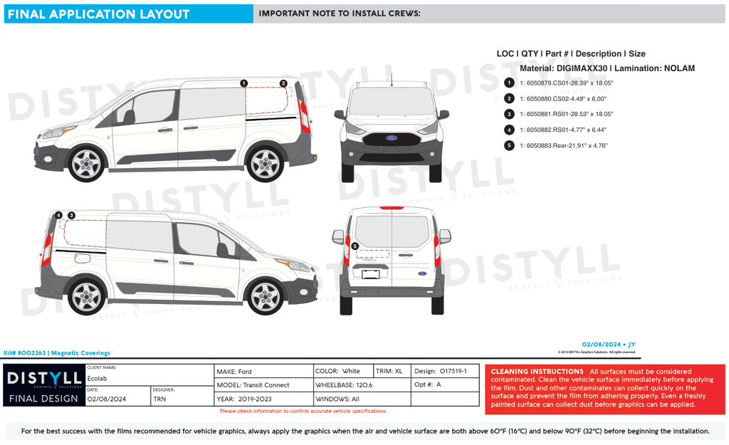 Ecolab, Ford, Transit Connect HOA Magnet  Cover Up Kit