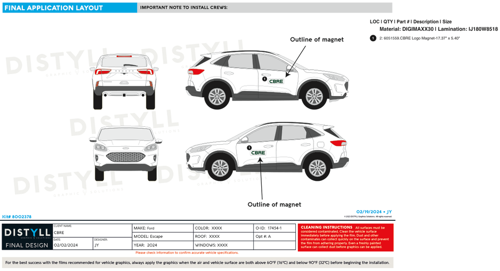CBRE, Logo Magnet Kit, Ford, Escape, 2024
