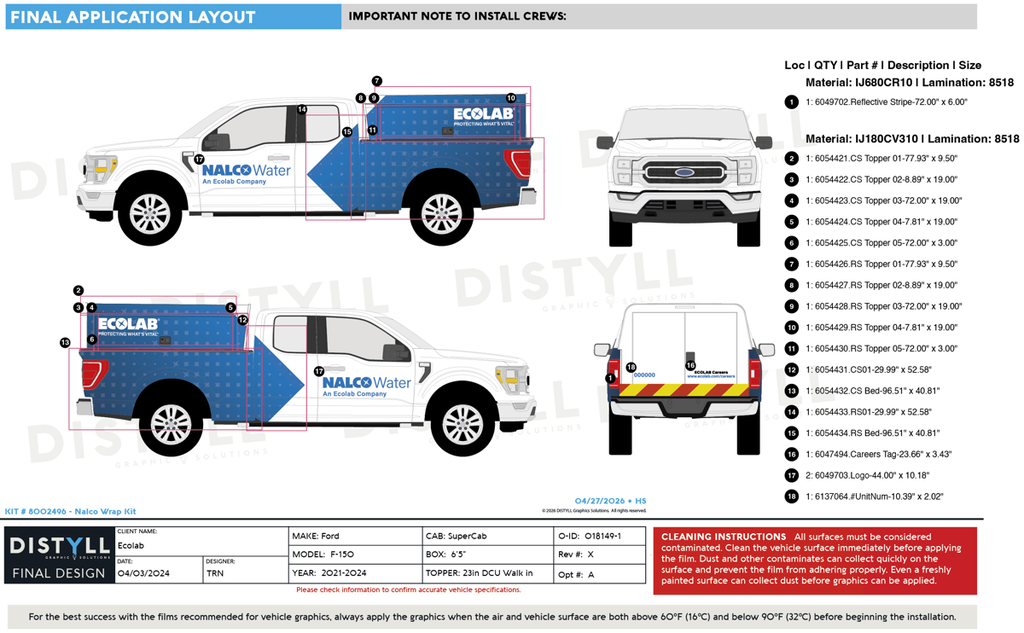 Ecolab, Nalco, Ford, F150, SuperCab, 6ft5in Bed, DCU 23in Topper, Double Full Do