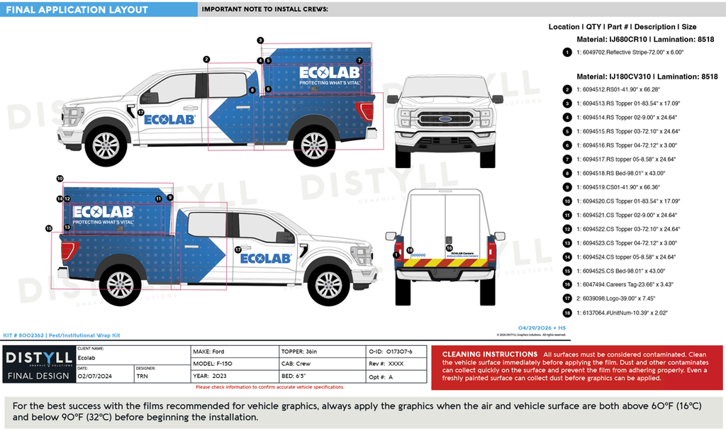 Ecolab, Pest/Institutional, Ford, F150, CrewCab, 6ft5in Bed, 36in Topper, 2024