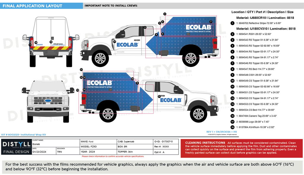 Ecolab, Pest/Institutional, Ford, F250, SuperCab, 8ft Bed, 36in Topper, 2024