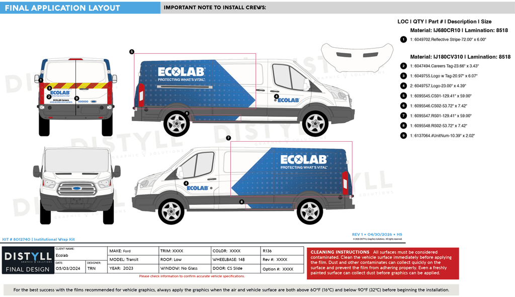 Ecolab, Pest/Institutional, Ford, Transit, 148WB, LR, CS Slider, NG