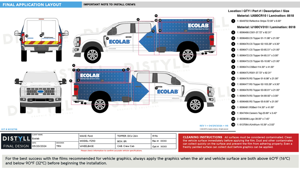 Ecolab, Pest/Institutional, Ford, F250, CrewCab, 8ft Bed, 26in DCU Topper