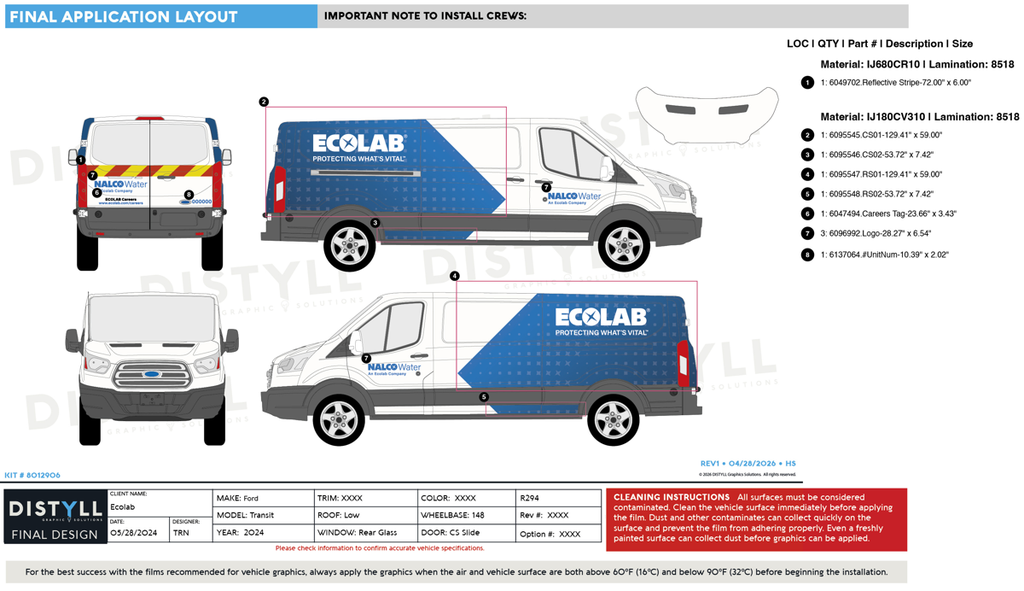 Ecolab, Nalco, Ford, Transit, 148WB, LR, Slider, Rear Glass