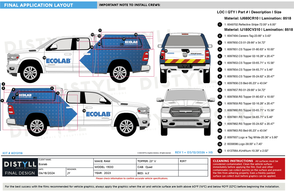 Ecolab, Pest/Institutional, Ram, 1500, QuadCab, 6ft4in Bed, V Topper, 2023