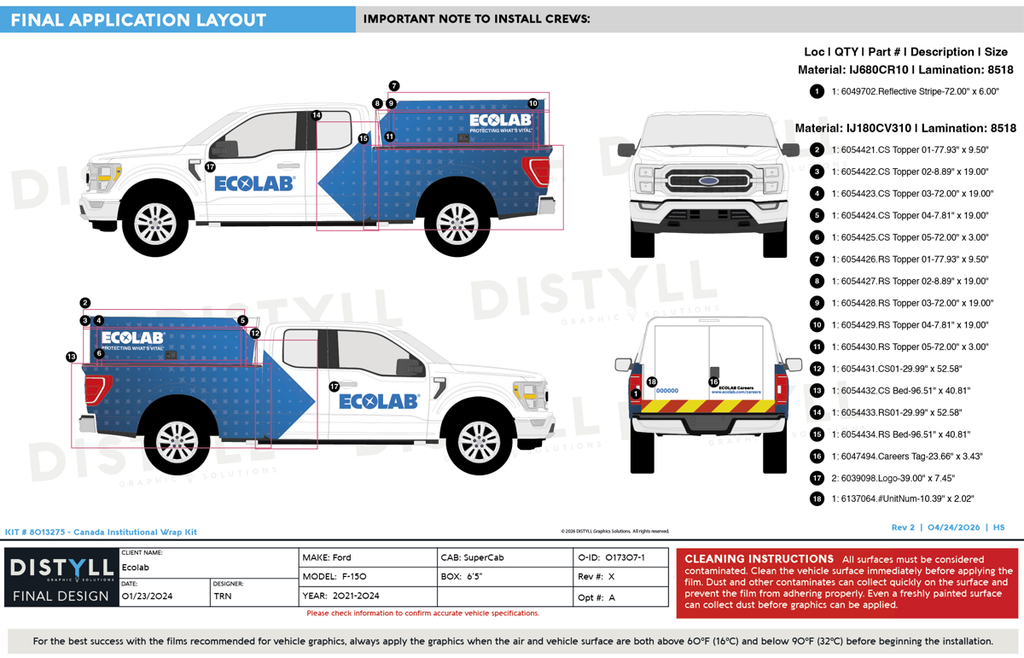 Ecolab, Canada, Ford, F150, SuperCab, 6ft 5in Box, 2024, Topper, Institutional Wrap Kit