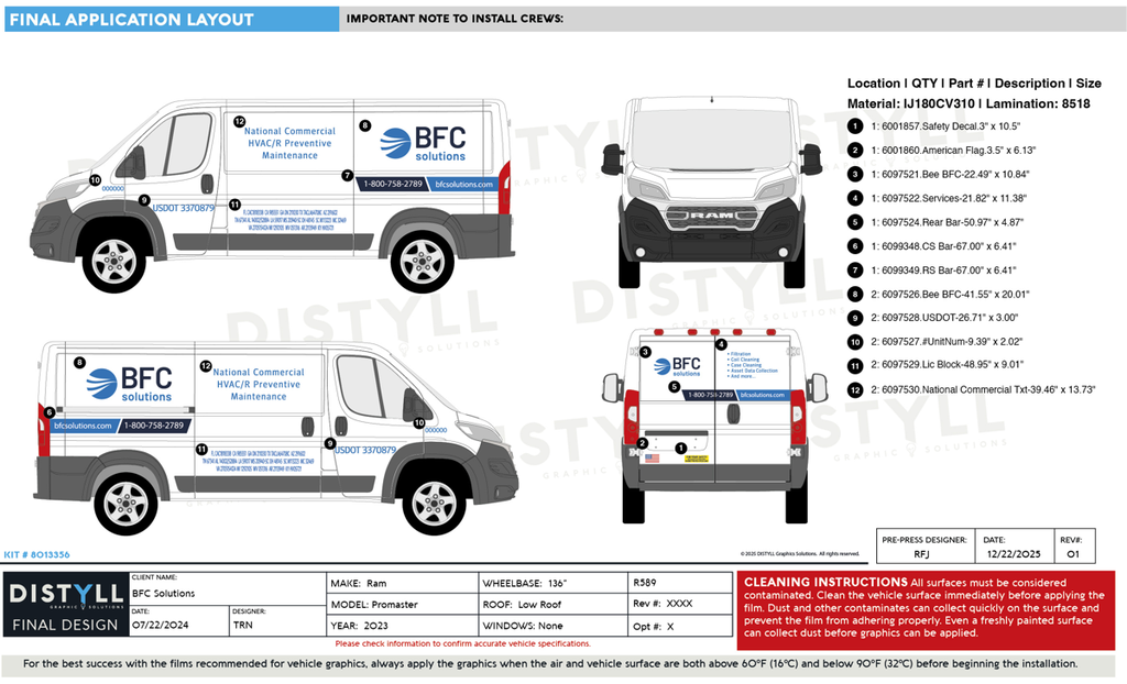 BFC Solutions, Ram Promaster, 136WB, LR, 2023, NG