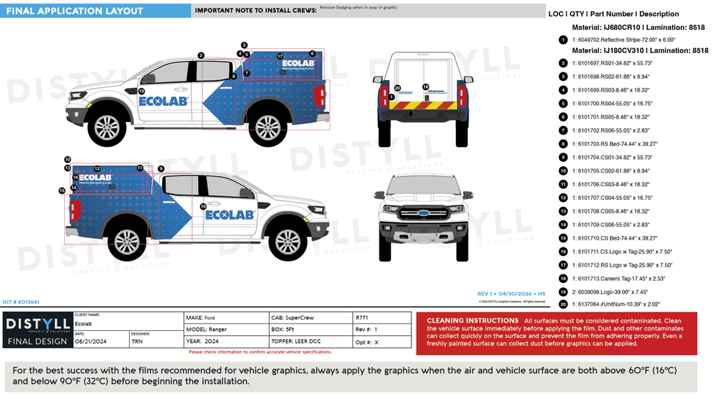 Ecolab, Pest/Institutional, Ford, Ranger, SuperCrew, 5ft Bed, LEER DCC Topper, 2024