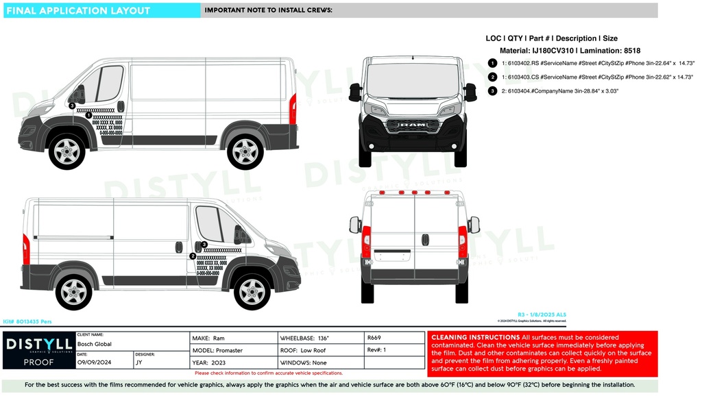 Bosch Global, 2024, Ram, Promaster, 136WB, LR, NG