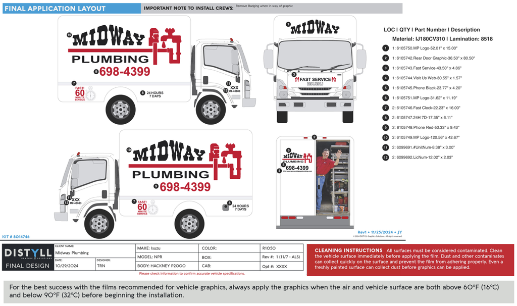 Midway Plumbing, Isuzu, NPR, Hackney Service Body, 150in x 84in, 2024