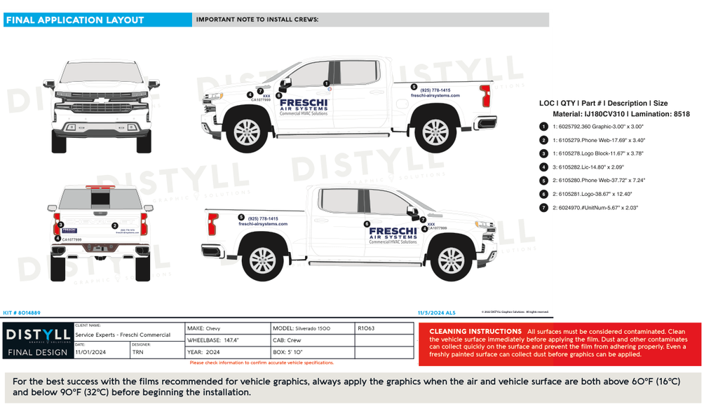 Service Experts - Freschi Commercial, Chevy Silverado 1500, 147 WB, Crew Cab, 5ft10in Box, 2024