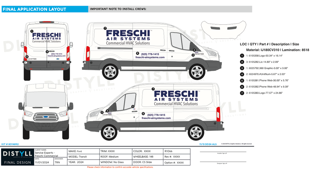 Service Experts, Freschi Commercial, Ford, Transit, Cargo 148 T-150, Med Roof, Passenger Slide, No Cargo Glass