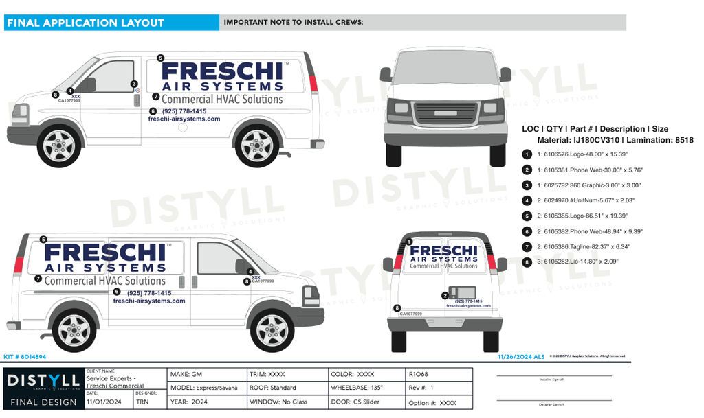 Service Experts - Freschi Commercial, GMC, Express Savana, 135, RightSlide, NoGlass