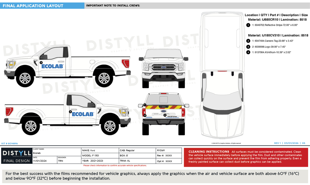 Ecolab, Pest/Institutional, Legacy Kit, Ford, F150, RegCab, XL, 8ftBed, 2023