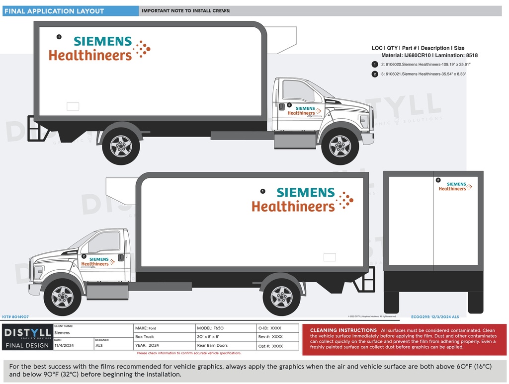 Siemens, Ford F650, Box Truck, 20x8x8, Rear Barn Doors, 2024