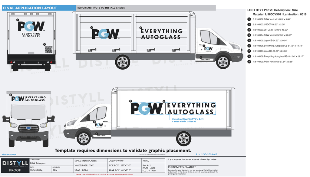 PGW Autoglass, 20ft Box, Transit Chassis, 2024
