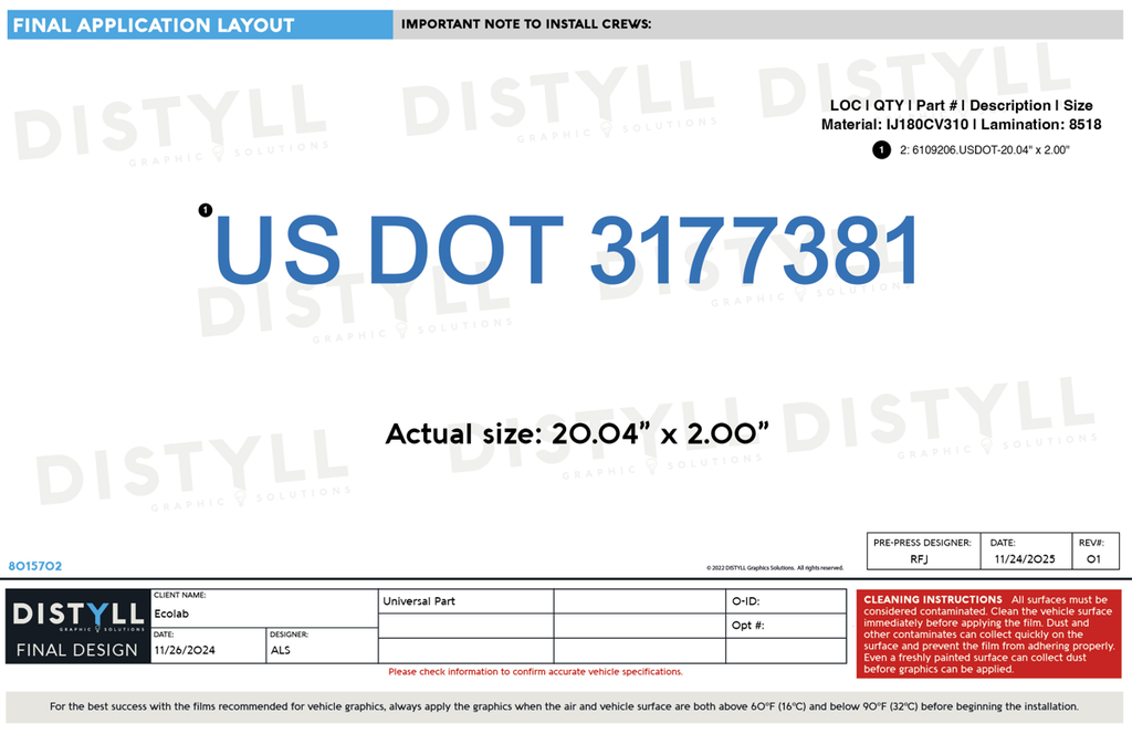 Ecolab US DOT Number