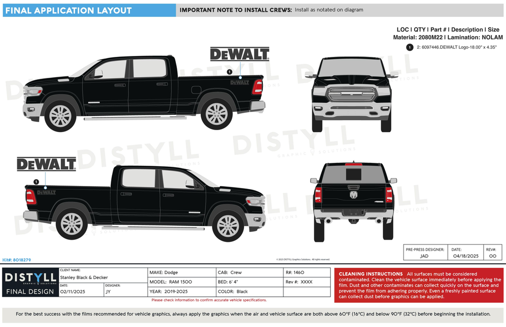 Stanley Black and Decker, Dodge, RAM, 1500, Crew Cab, 6ft Bed, Black, 2019-2025