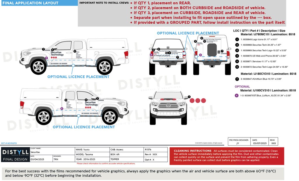 Securitas, Toyota, Tacoma, Access Cab, 6ft Box, 2016 - 2023, Topper