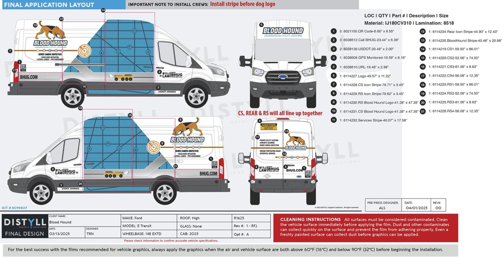 Blood Hound, Ford E-Transit, XL, 148EXTD, HR, CS Slide, No Glass