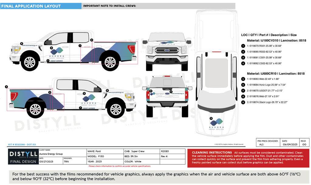 Aurora Energy Group, Dot Kit, Ford, F150, All Trim, SuperCrew, 5ft 5in Box, 145WB, 2025_R2085
