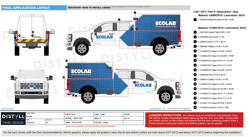 Ecolab, Ford, F250-550, SuperCrew, 8ft bed with topper, 175_9WB, 2024_R2456