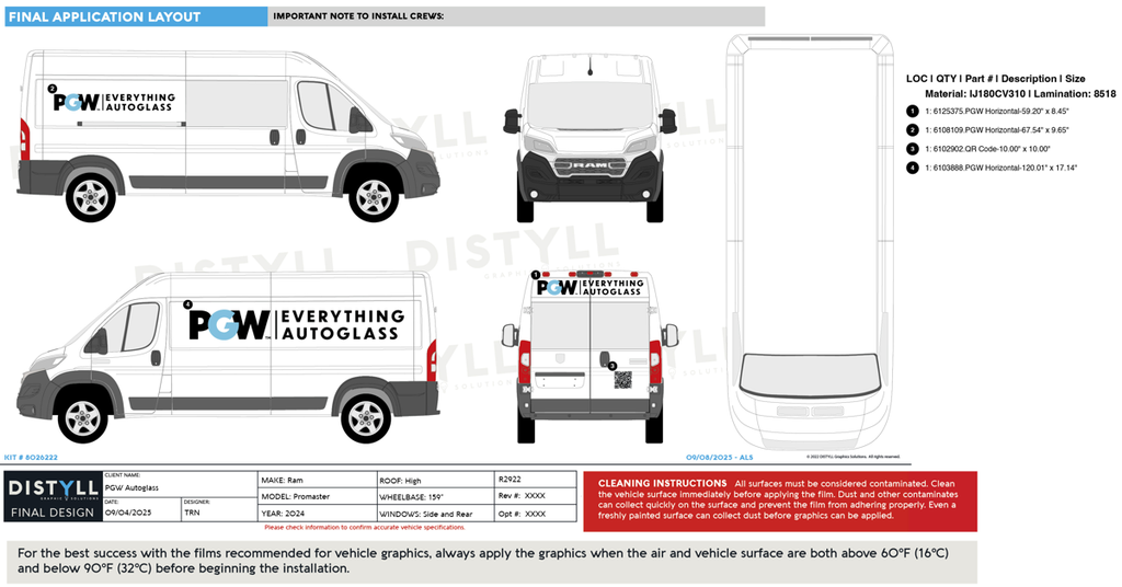 PGW Autoglass, Ram, Promaster, HR, 159in WB, Side and Rear Glass, CS Slide, 2024_R2922