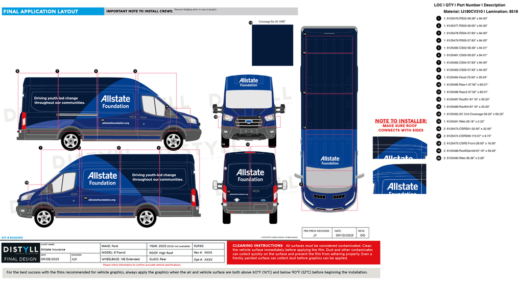 Allstate Insurance, Ford, E-Transit, XL, 148 Extended, CS Slide, Rear Glass, 2025_R2950