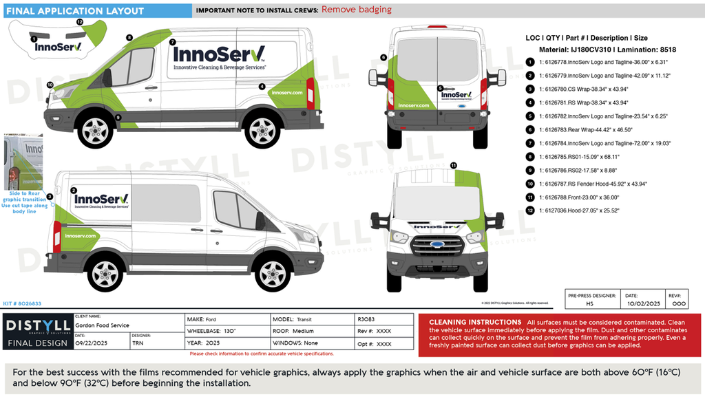 Gordon Food Service, Ford Transit, Medium Roof, 130 in WB, Rear and CS Cargo Door Glass_R3083