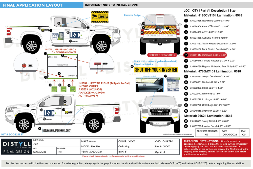 USIC, Nissan, Frontier, King Cab, 6ft, 2022-2024