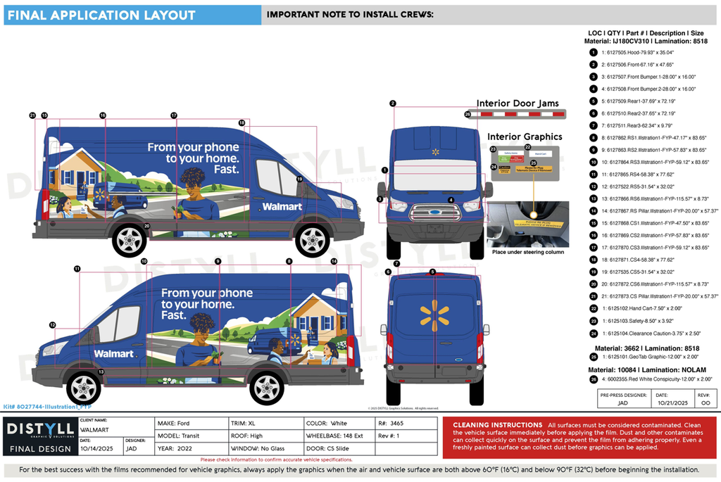 Walmart, Ford, Transit, High Roof, 148 EXT, 2022, Full Wrap, Illustration