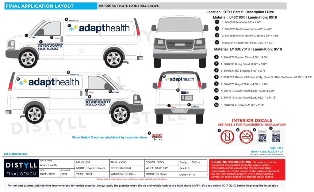 Adapt Health, GM, Express Savana, StandardRoof, 135WB, CS Slide, 2021