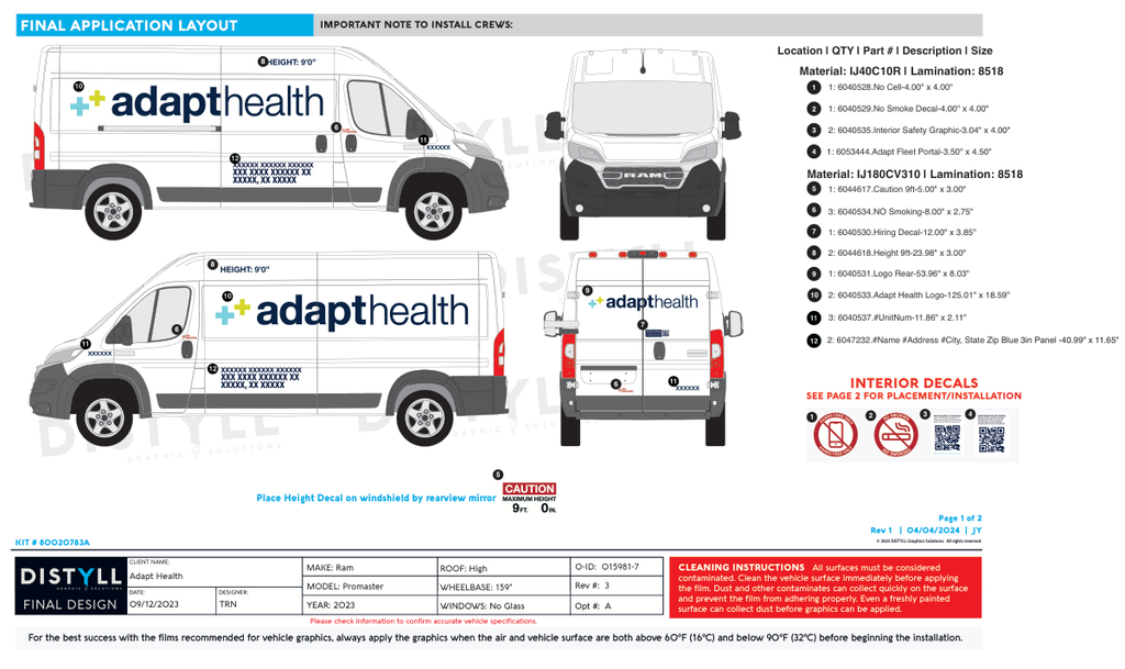 Adapt Health, Ram, Promaster, High Roof,  159WB, No Glass, 3in Pers, 2023