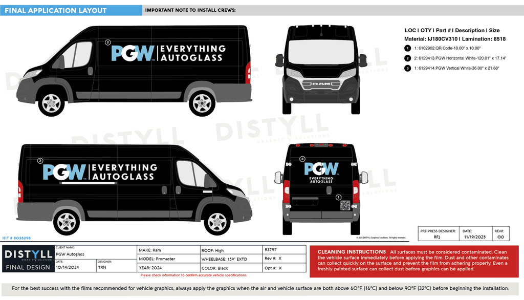 PGW Autoglass, Ram, Promaster, HR, 159EXTD WB, No Glass, Black, 2025