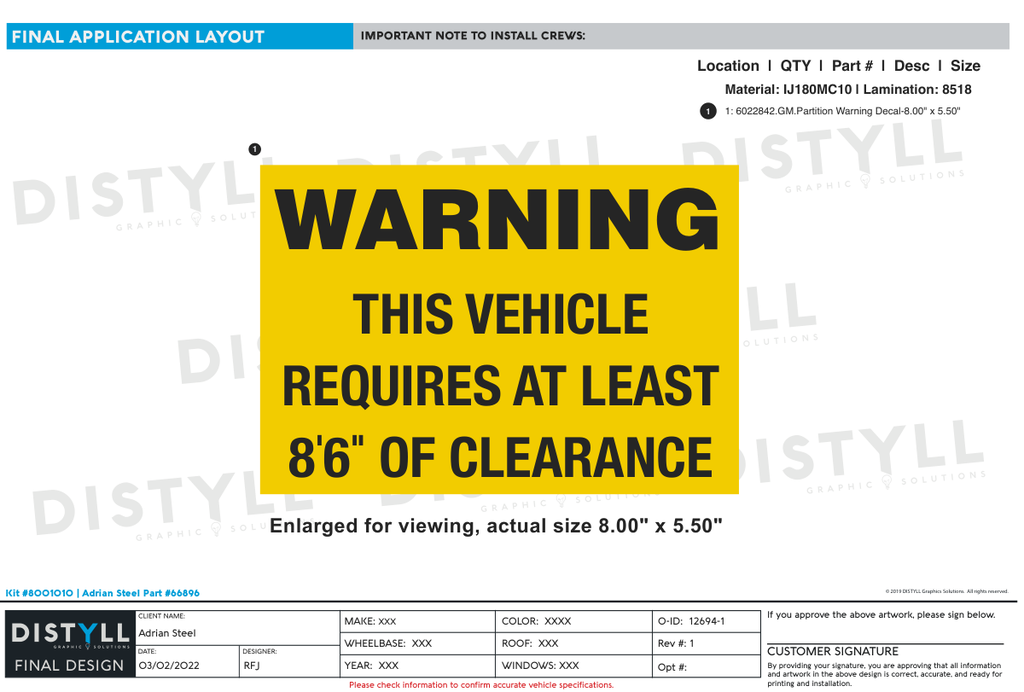 Adrian Steel, Partition Warning Decal