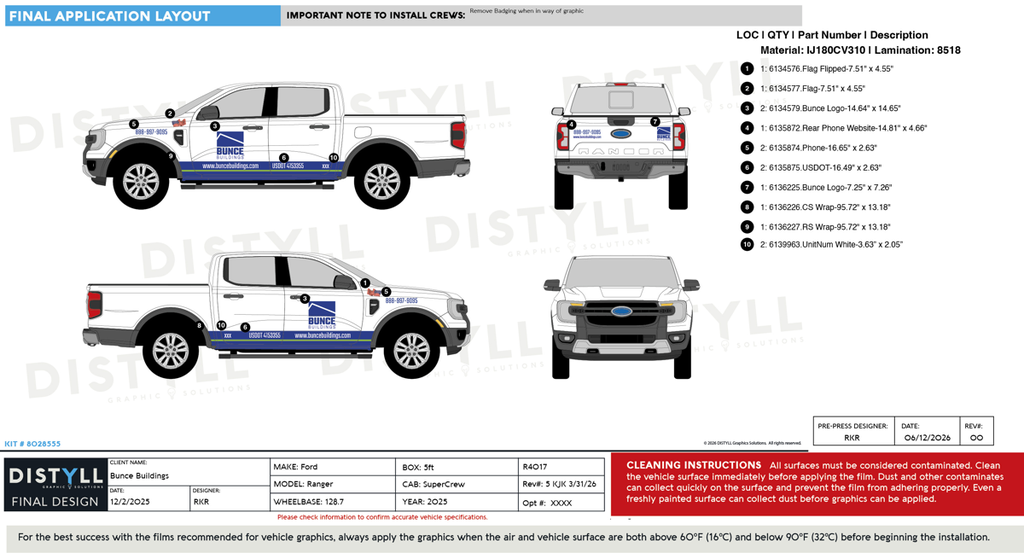 Bunce_Buildings, Ford, Ranger, SuperCrew, 5ft, 128WB, 2025