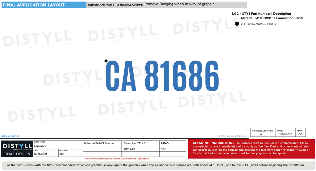 BrightView, Universal Part, CA LicenseNumber