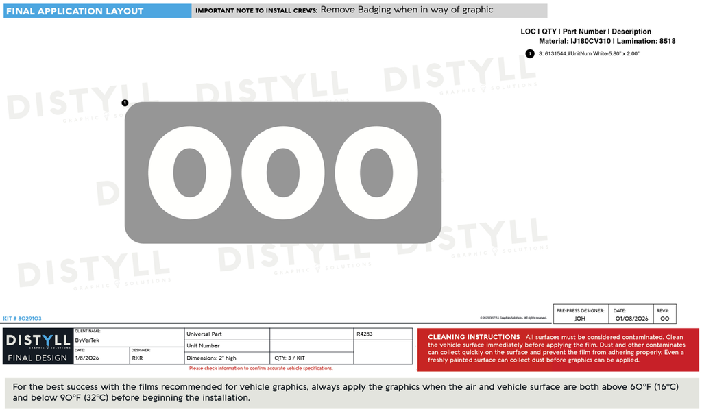 ByVerTek, Universal White Unit Number Part