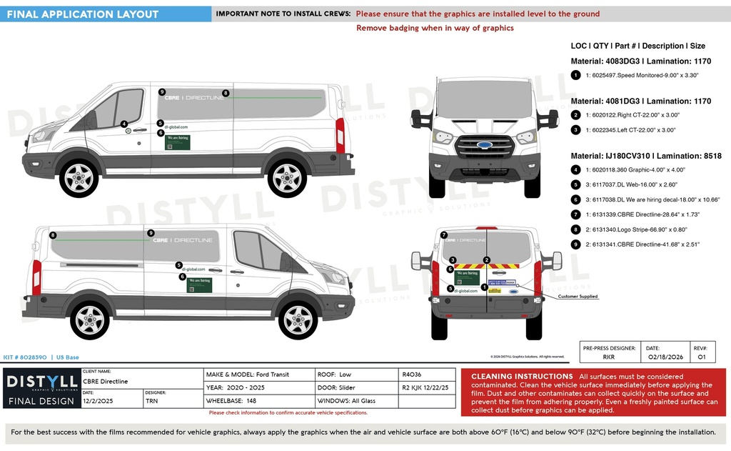 CBRE, Directline, Ford, Transit, 148WB, LR, CS Slider, All Glass, 2025