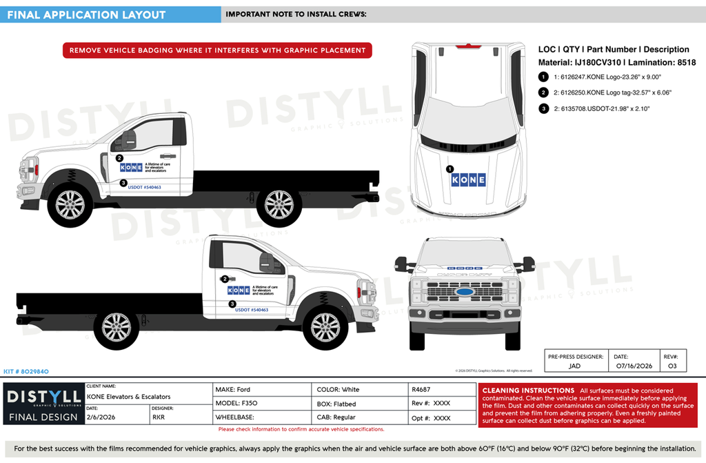 KONE Elevators and Escalators, Ford, F350, Regular Cab, Flatbed, 2026