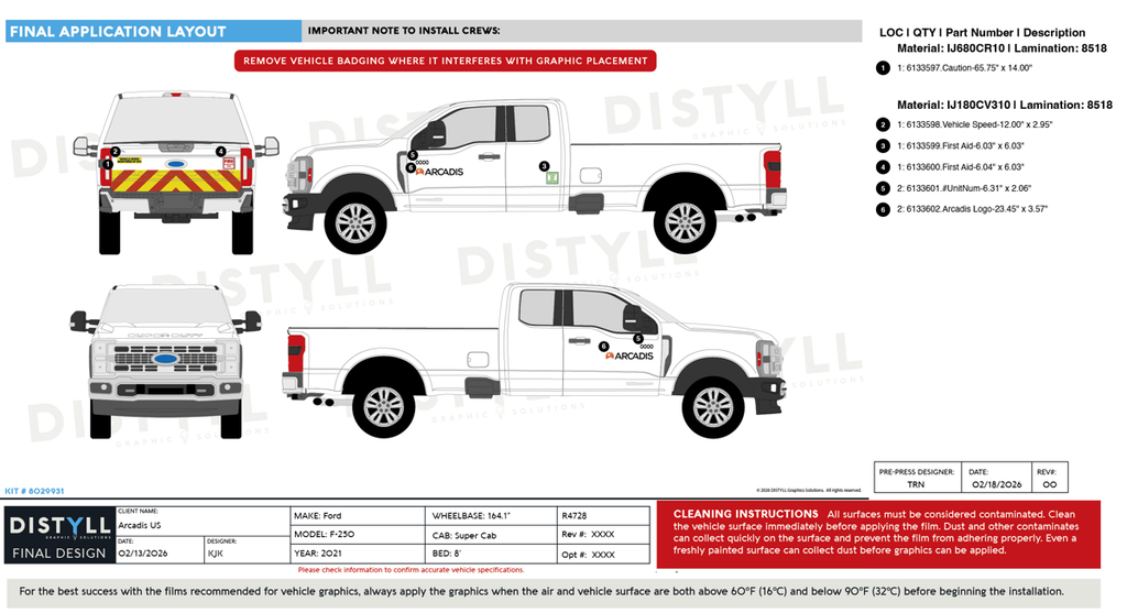 Arcadis US, Ford, F250, All Trim Levels, Super Cab, 8ft Bed, 164_1WB, 2021