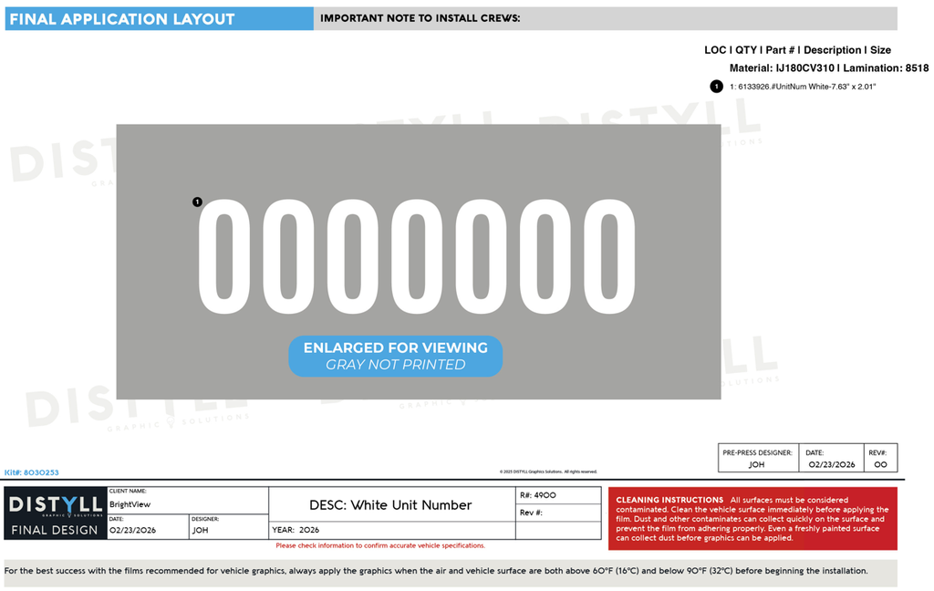 BrightView, White Unit Number Kit_R4900