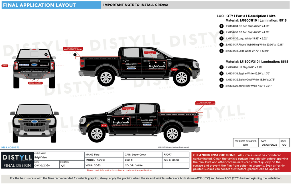 BrightView, Ford, Ranger, SuperCrew, 5ft Bed, 2025, White Lettering