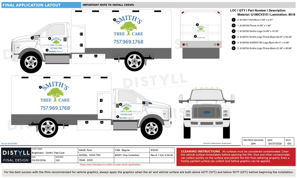 BrightView, Smiths Tree Care, Ford, F650-750, Reg Cab, Chip Collection Body, 2025