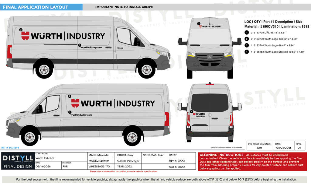 Wurth Industry, Mercedes, Sprinter, 170WB, Passenger Sliding Door, Rear Windows, 2022